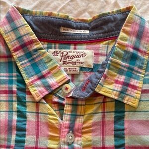Original Penguin Multicolor Plaid Casual Button Down Shirt XL